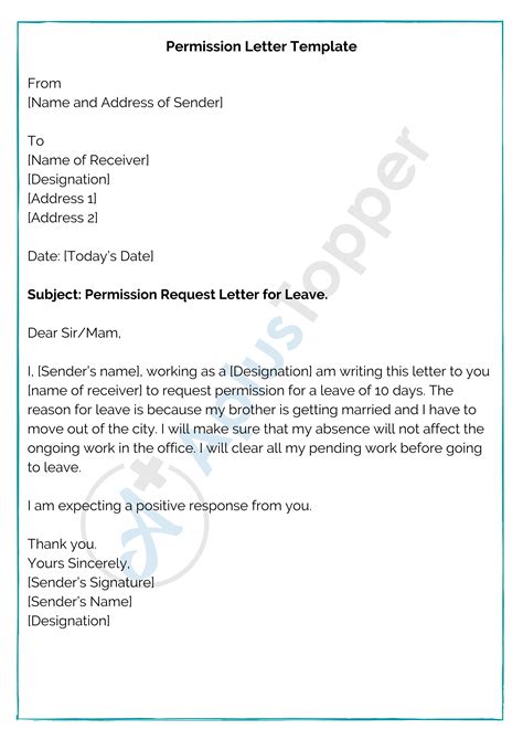 Letter Of Permission Template