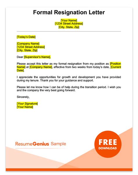 Letter Of Resignation 2 Weeks Notice Template