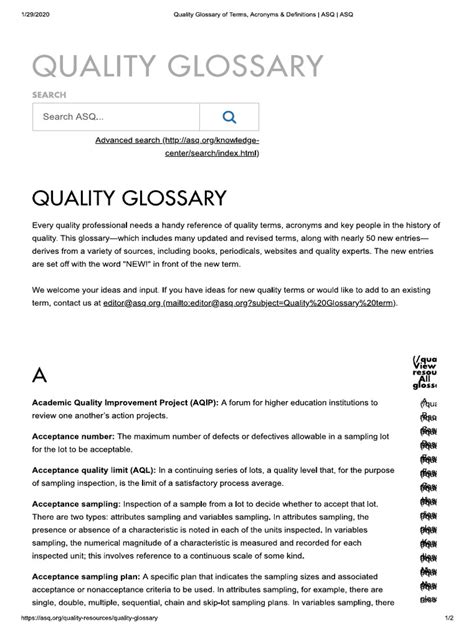 Letter T - Quality Glossary of Terms, Acronyms & Definitions with …