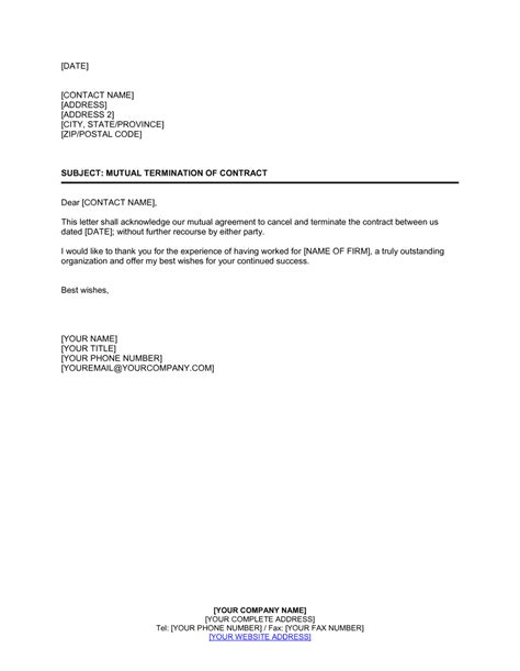 Letter To Terminate A Contract Database Letter Template Collection