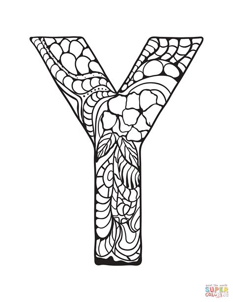 Letter Y Zentangle Coloring Page Free Printable Coloring Pages
