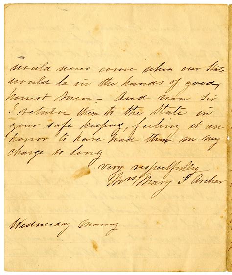 Letter from Mary S. Archer to Adjutant General J.J.