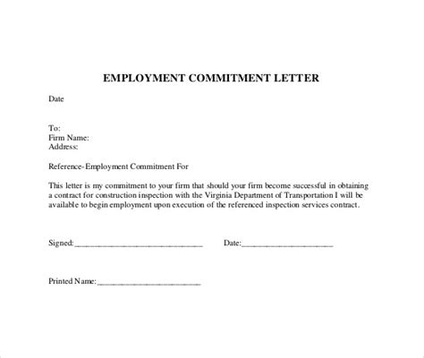 Letter of Commitment Template PDF