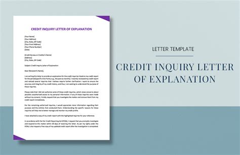 Letter of Explanation For Credit Inquiries in Word, PDF, Google Docs