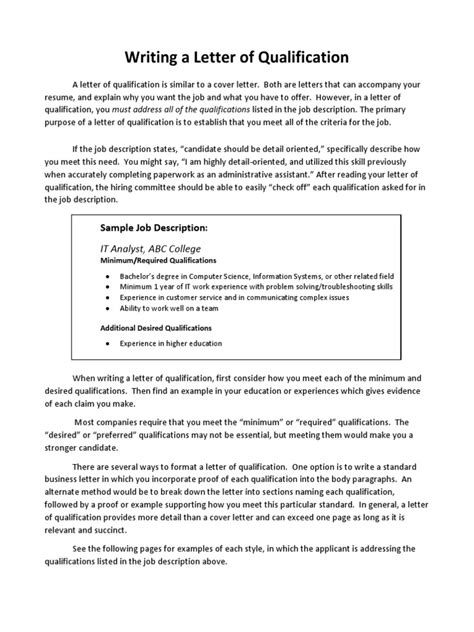 Letter of Qualification Sample.pdf Help Desk Computer Science