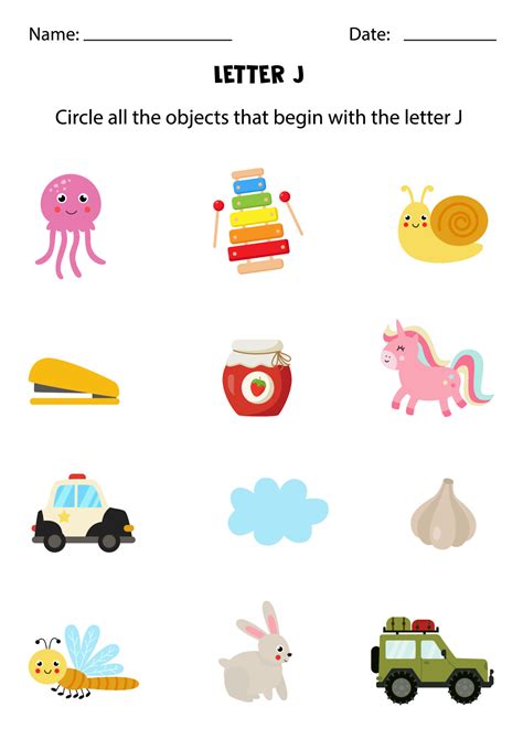 Letter recognition for kids. Circle all objects that start with A
