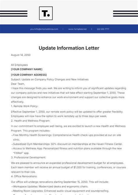 Letter to employees to update information.  To quickly and securely sub...