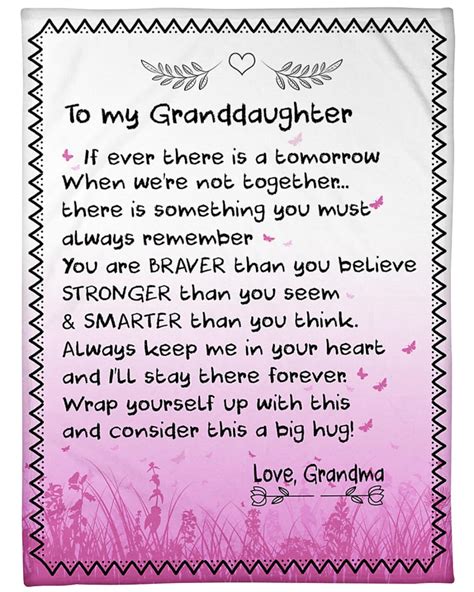 Letter to granddaughter from grandma. Happy Birthday, Grandma! Love, (Your name) --------. Dear Gran, I'm so happy that you were born and that I get to celebrate your birthday with you. Not only are you one of the best people I know, I owe you my existence! I hope that we get to celebrate many more birthdays together. Happy Birthday! 