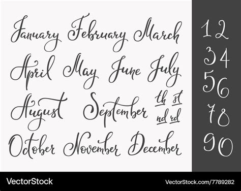 Lettering months names set Royalty Free Vector Image
