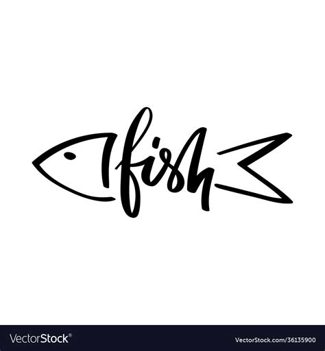 Lettering word fish Royalty Free Vector Image VectorStock