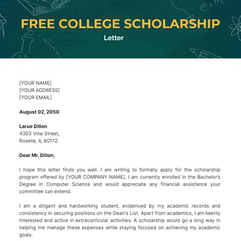 Letters Of For Scholarships Template Database