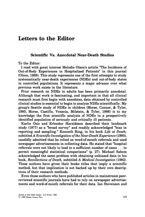 Letters to the Editor - Claragh Healy, Colin Riordan, 2003