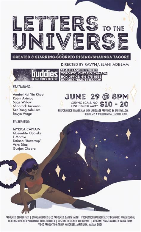 Letters to the Universe The Toronto Theatre Database