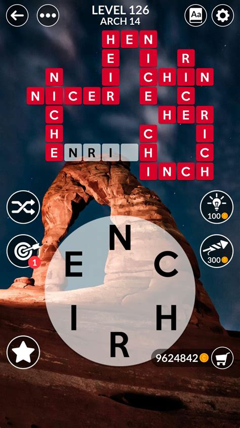 The Answers for Wordscapes Level 126 from the Arch pack and Canyon g