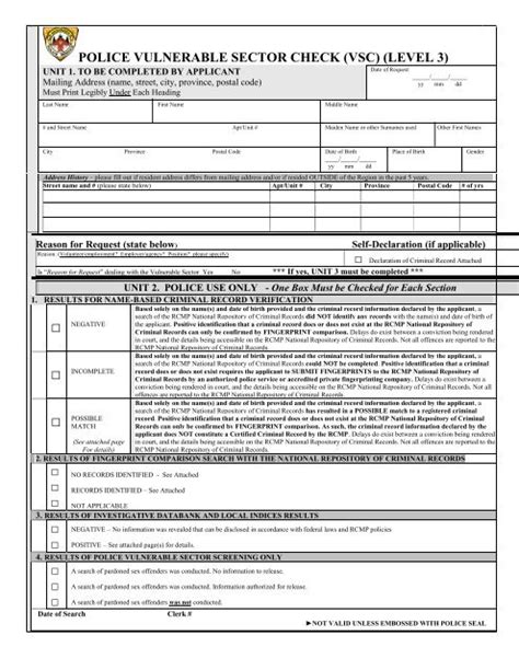 Level 3 vulnerable sector check ottawa. .  A Police Vulnerable Sector Check ...