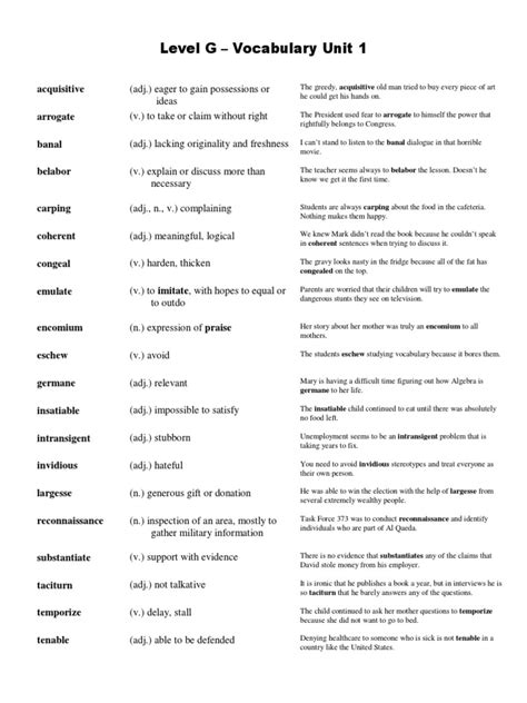 Sadlier-Vocab Level G (Units 10-12) 60 terms. annapham-Preview. vo