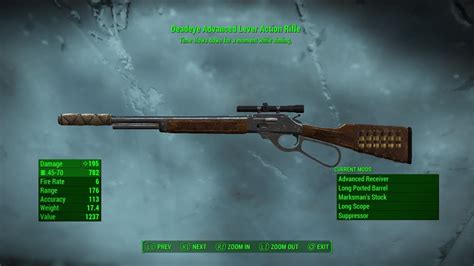 The lever-action rifle is a weapon which is added to Fallout 3 with the Point Lookout add-on. The lever-action rifle is a high-powered rifle using the common 10mm round. It has a rather low rate of fire, as the action needs to be cycled after every shot, but makes up for it by being highly accurate, and having a large ammunition capacity. However, it will break easily. The lever-action rifle .... 