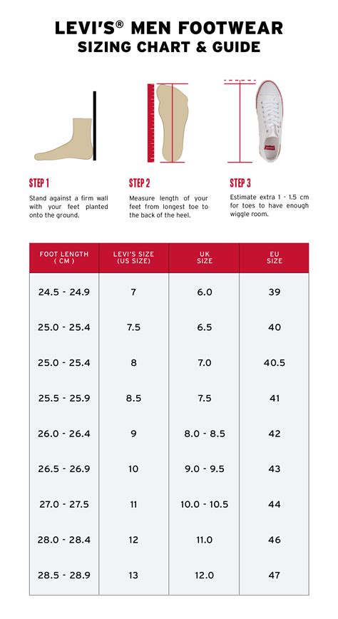 Levi's Shoes Size Chart