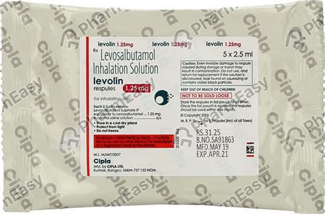 Levolin 1.25 mg Respules - Uses, Dosage, Side Effects, Price ...