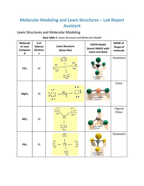 Lewis Structure Model Molecular Lab Answers