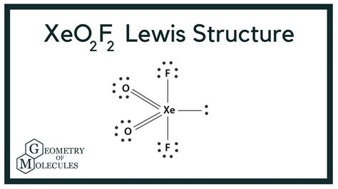 Lewis structure of xeo2f2. The XeOF4 Lewis structure refers to the arrangement of atoms and electrons in the XeOF4 molecule. XeOF4 is a compound composed of xenon (Xe), oxygen (O), and fluorine (F) atoms. The Lewis structure helps us understand the bonding and electron distribution in the molecule. In the XeOF4 Lewis structure, xenon is the central atom bonded to four fluorine atoms and one oxygen atom. 