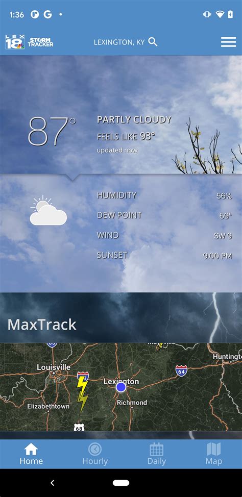 The LEX18 Weather App includes: • Access to station content specifically for our mobile users • 250 meter radar, the highest resolution available • High resolution satellite cloud imagery • Future radar to see where severe weather is headed • Current weather updated multiple times per hour • Ability to add and save your favorite ....