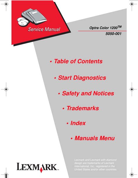 Lexmark optra color 1200 5050 001 service parts manual. - Bt studio 4100 cordless phone user guide.