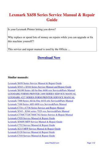 Lexmark x658 series service manual repair guide. - Christ embassy norwich student foundation school manual.