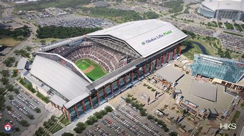 Globe Life Field is the home of the 2023 World Series Champions Texas Rangers. It opened during the 2020 Major League Baseball season. It replaced the previous Globe Life Park, the Rangers’ home from 1994 to 2019. Globe Life Field sits just south of that stadium and is located in Arlington, Texas, just east of AT&T Stadium, home of the NFL .... 