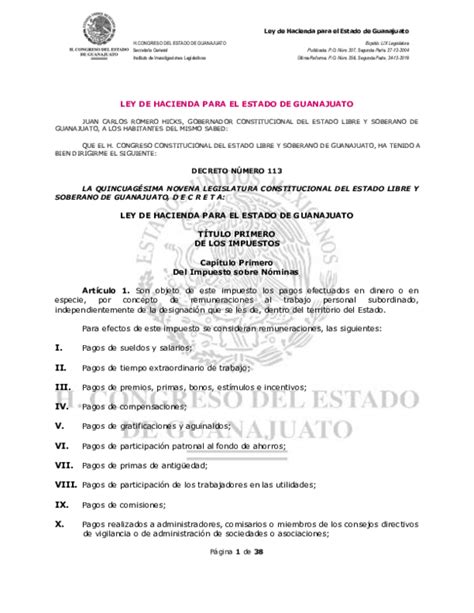 Ley de hacienda del estado de guanajuato, 1924.. - Ley de hacienda del estado de guanajuato, 1924..