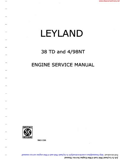 Leyland 38td and 4 98nt engine service manual. - Die diphtherie; ihre ursachen, ihre natur und behandlung.