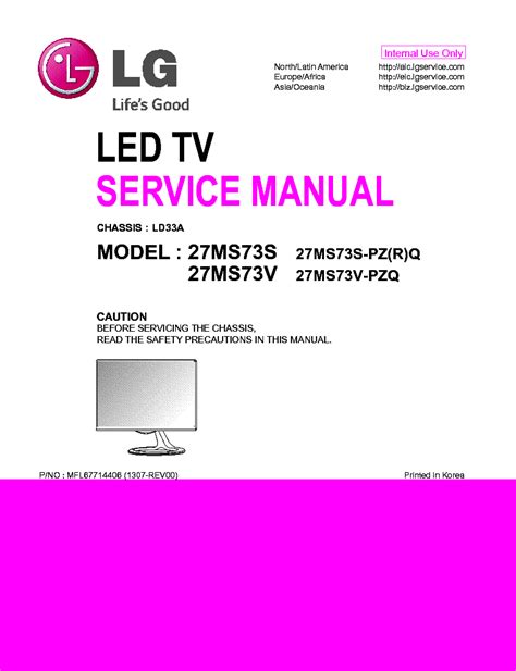 Lg 27ms73v 27ms73s ​​led tv service manual. - Toro wheel horse 15 38 hxl manual.