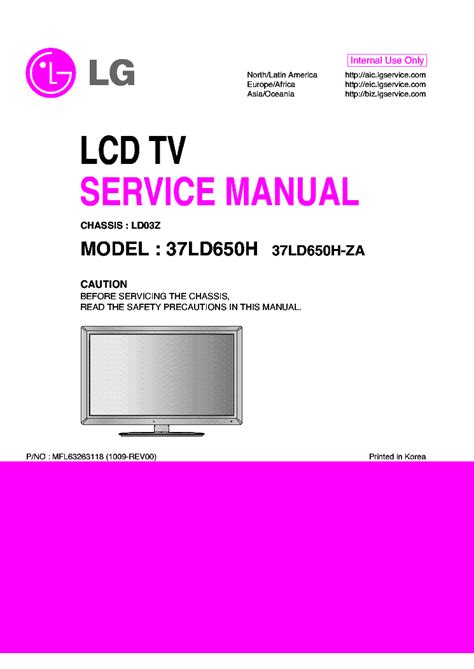 Lg 37ld650h 37ld650h za lcd tv service manual. - Cuviello reference manual of medical technology for mt.