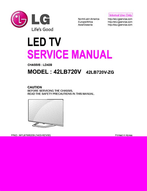 Lg 42lb720v 42lb720v zg led tv service manual. - Manuale di servizio 2620 2640 2680 2720 2625 2645 2685 2725 mf.