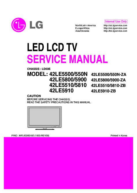 Lg 42le5500 42le550n led lcd service manual repair guide. - W anton the manual what women want.