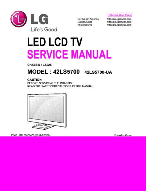 Lg 42ls5700 42ls5700 ua led lcd tv service manual. - Sony kdl 46cx520 service manual and repair guide.