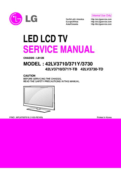 Lg 42lv3730 td 42lv3710 tb led lcd tv service handbuch. - Caterpillar d6 31a manuale delle parti.