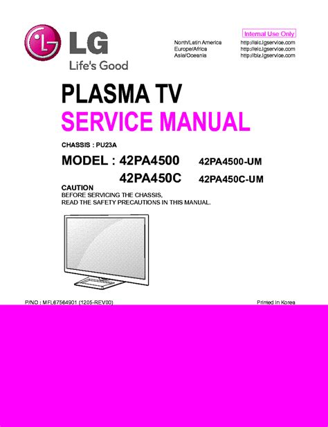 Lg 42pa4500 um 42pa450c um plasma tv service manual. - Vauxhall astra 2004 2009 workshop manual.