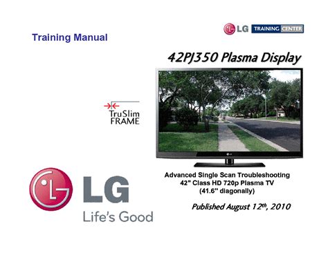 Lg 42pj350 plasma tv training manual. - Amour, action, rire et autres contes tristes.