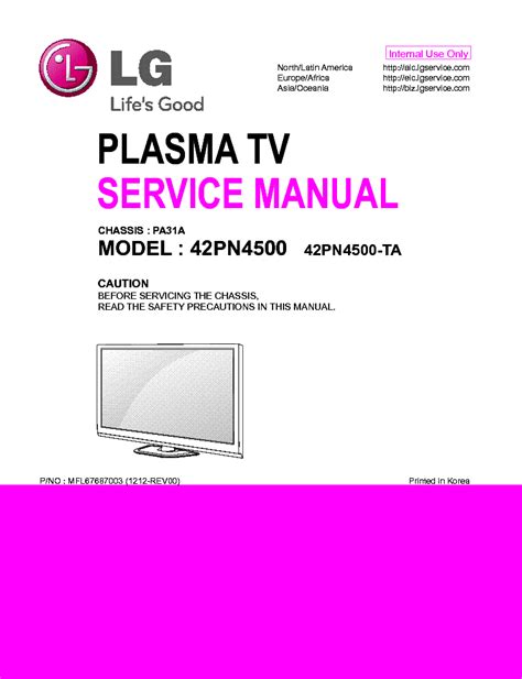 Lg 42pn4500 ta service manual and repair guide. - 1999 chrysler town and country owners manual on line.