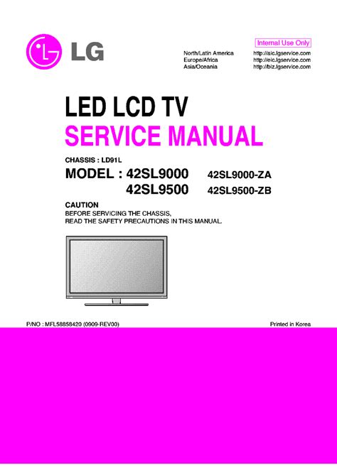 Lg 42sl9000 42sl9500 lcd tv service manual. - Manuale di servizio per ghigliottina ideale 6550 95ep.