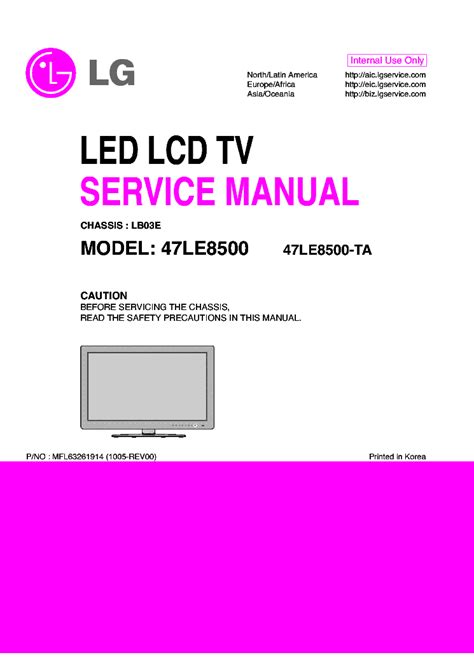 Lg 47le8500 47le8500 ta led lcd service manual repair guide training manual. - Nueva reseña de los documentos del archivo de almudévar.