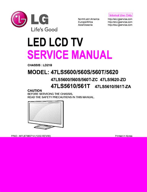 Lg 47ls5600 560s 560t 5620 led lcd tv service manual. - Leitfaden für sicheres scouting guide to safe scouting.