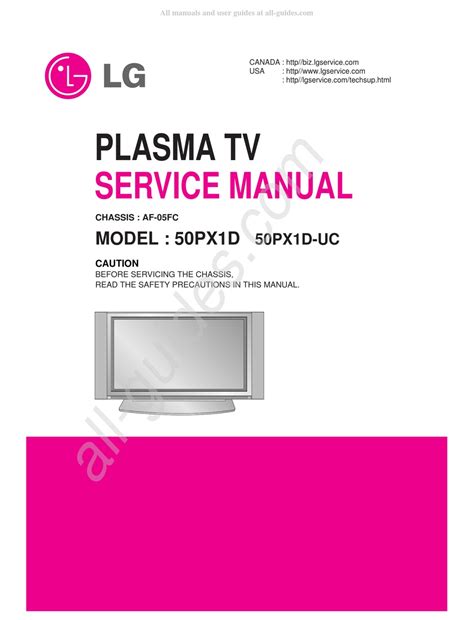 Lg 50px1d 50px1d uc plasma tv service manual. - Über literatur, kunst und geist des zeitalters.