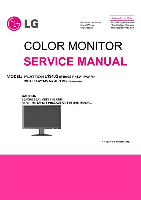 Lg e1940s download manuale di servizio monitor pnt. - Nfpt estudio y guía de referencia.
