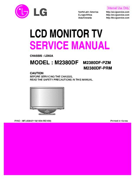Lg m2380df pzm lcd monitor tv service manual. - Hyundai wheel loader hl750 3 complete manual.