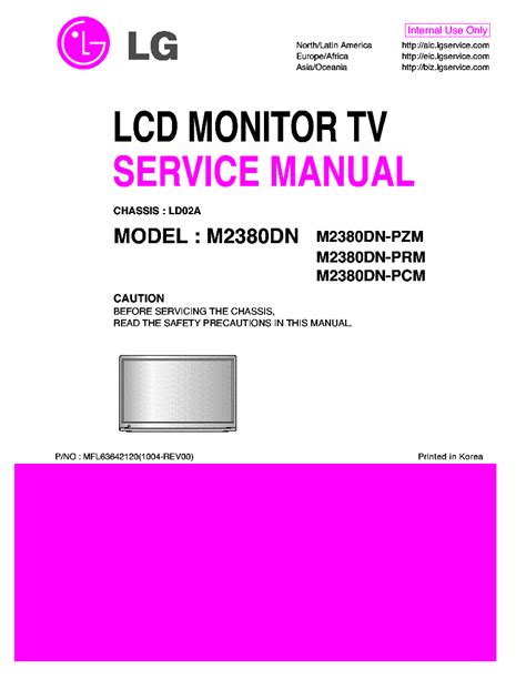 Lg m2380dn m2380dn pzm lcd monitor tv service handbuch. - Philips whirlpool american fridge freezer manual.