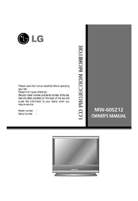 Lg mw 60sz12 lcd tv service manual. - Wasabi 360 ultra guida per l'utente v13 0.