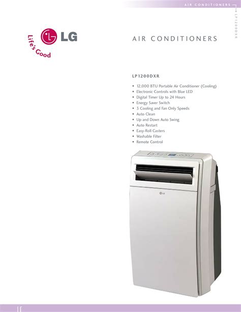 Lg portable air conditioner lp1200dxr manual. - Mini cooper s 2006 manual del propietario.