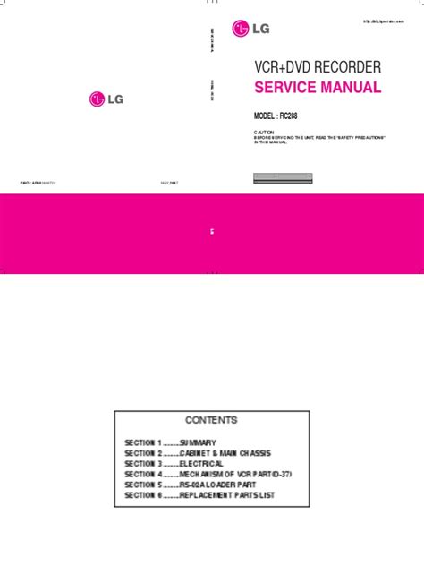 Lg rc288 vcr dvd recorder service manual. - Guida al programma di stato ap di 9a classe.